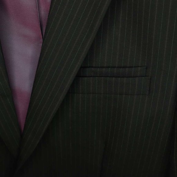 Perry Ellis Mens Two Button Suit Jacket Black Wool Blend Blazer Business 40R New - Picture 4 of 12